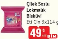 ETİ CİN ÇİLEK SOSLU LOKMALIK BİSKÜVİ 3X114 G